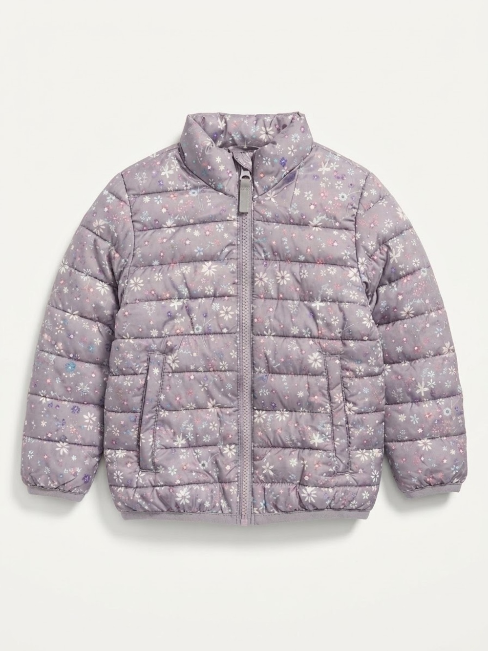 Tag | Toddler Girls Lightweight Lavender Pink Floral Puffer Jacket Pockets 2T